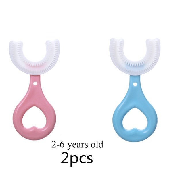 2 escovas infantil 360 graus infantil 2 a 6 anos e 6 a12 anos (kit 2 peças) - Imercado - marketplace - 2A6ANOS - AZ_FBMJO - imagem produto - 2 A 6 ANOS - AZUL E ROSA - 