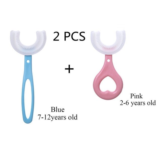 2 escovas infantil 360 graus infantil 2 a 6 anos e 6 a12 anos (kit 2 peças) - Imercado - marketplace - 2A6E6A12 - R_FCLTG - imagem produto - 2 A 6 E 6 A 12 - ROSA E AZUL - 