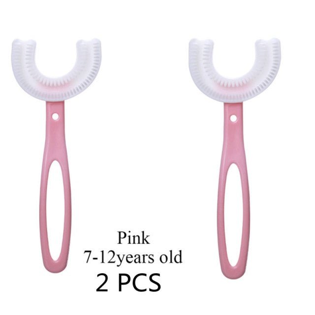 2 escovas infantil 360 graus infantil 2 a 6 anos e 6 a12 anos (kit 2 peças) - Imercado - marketplace - 6A12ANOS - R_BVAJY - imagem produto - 6 A 12 ANOS - ROSA - 