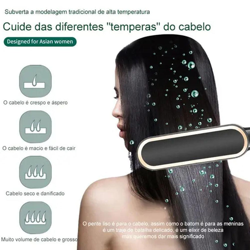 Chapinha Escova Secadora Profissional de Cabelo Pente Alisamento Elétrico - Imercado - marketplace - 8603 - imagem produto - 